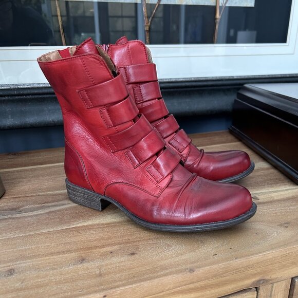 Miz Mooz Leighton Red Leather Ankle Boots Size 7 - Picture 11 of 14